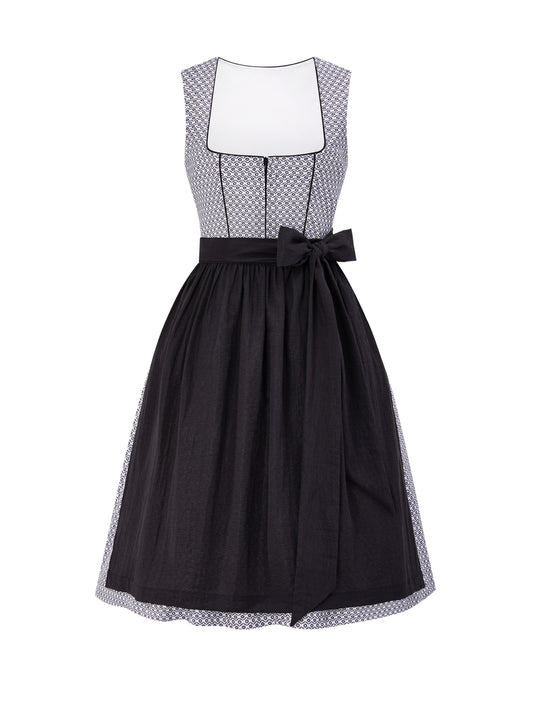 Dirndl Damen Schwarz 60cm Gerader Ausschnitt Kleid