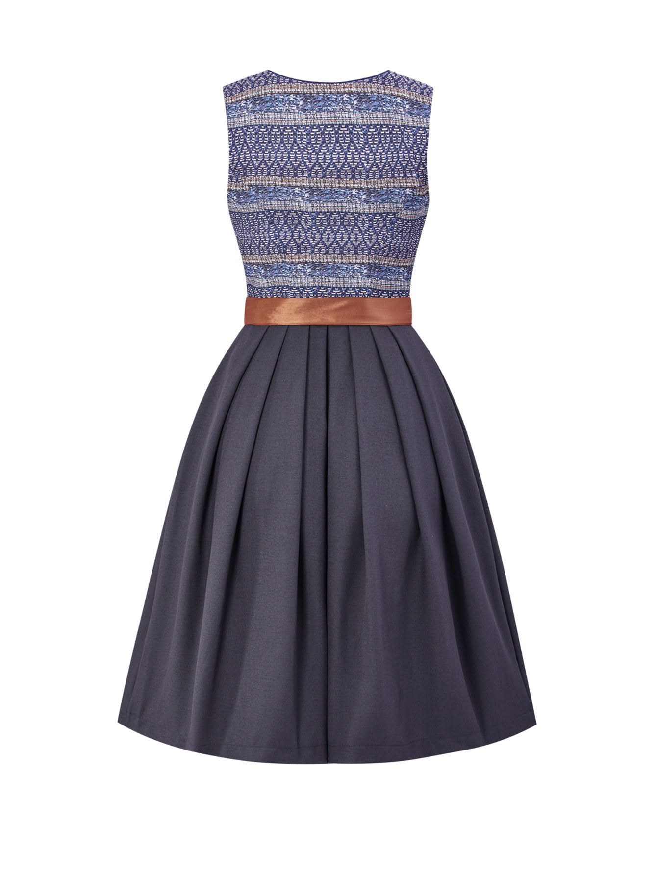 Dirndl Damen Blau 60cm Gerader Ausschnitt Kleid