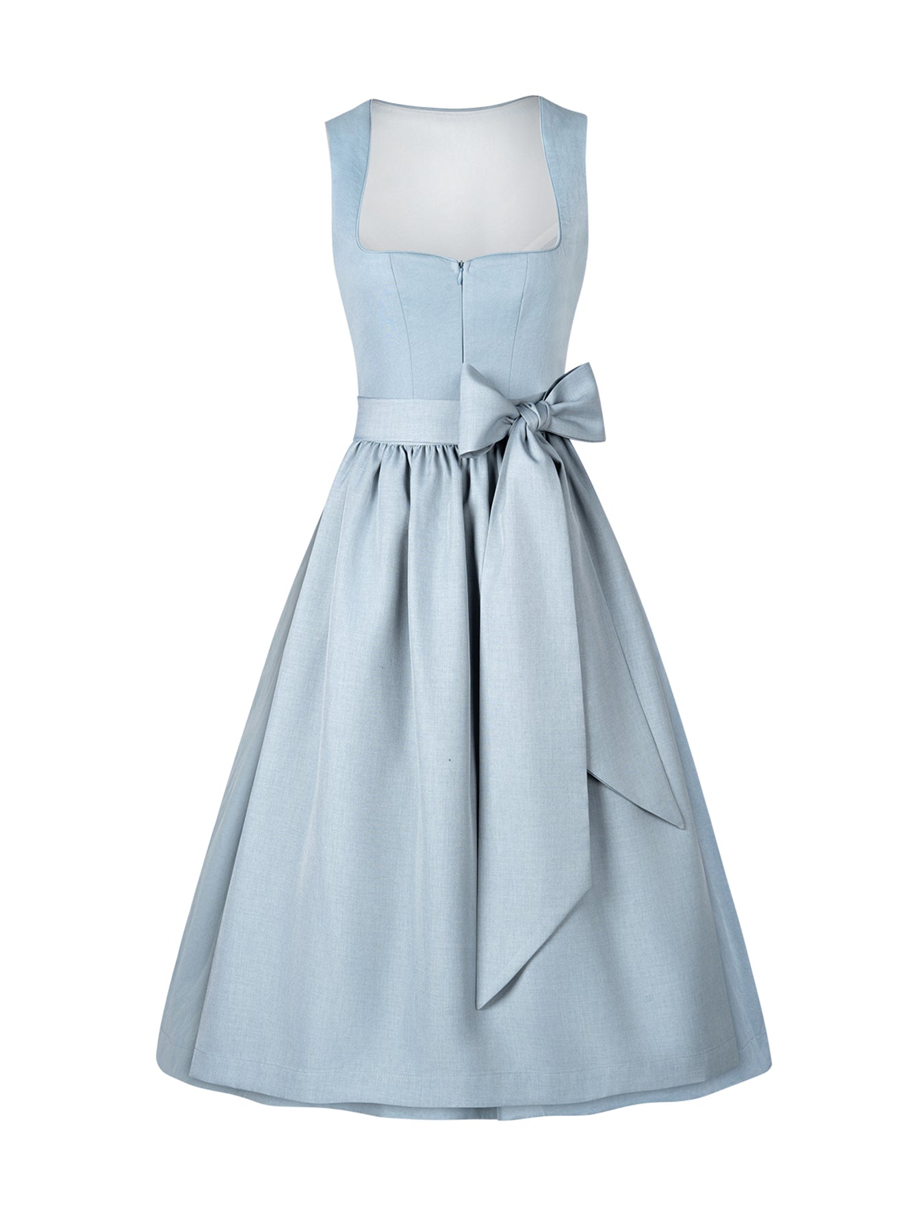 Dirndl Damen Blau 70cm Herz-Ausschnitt Kleid
