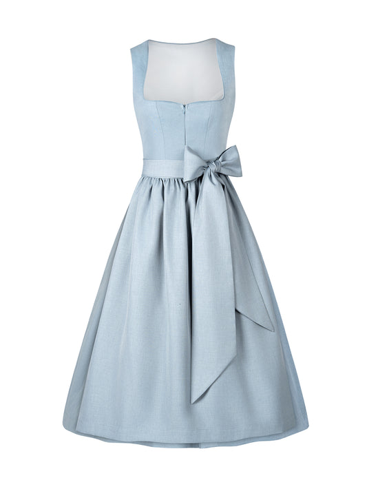 Dirndl Damen Blau 70cm Herz-Ausschnitt Kleid