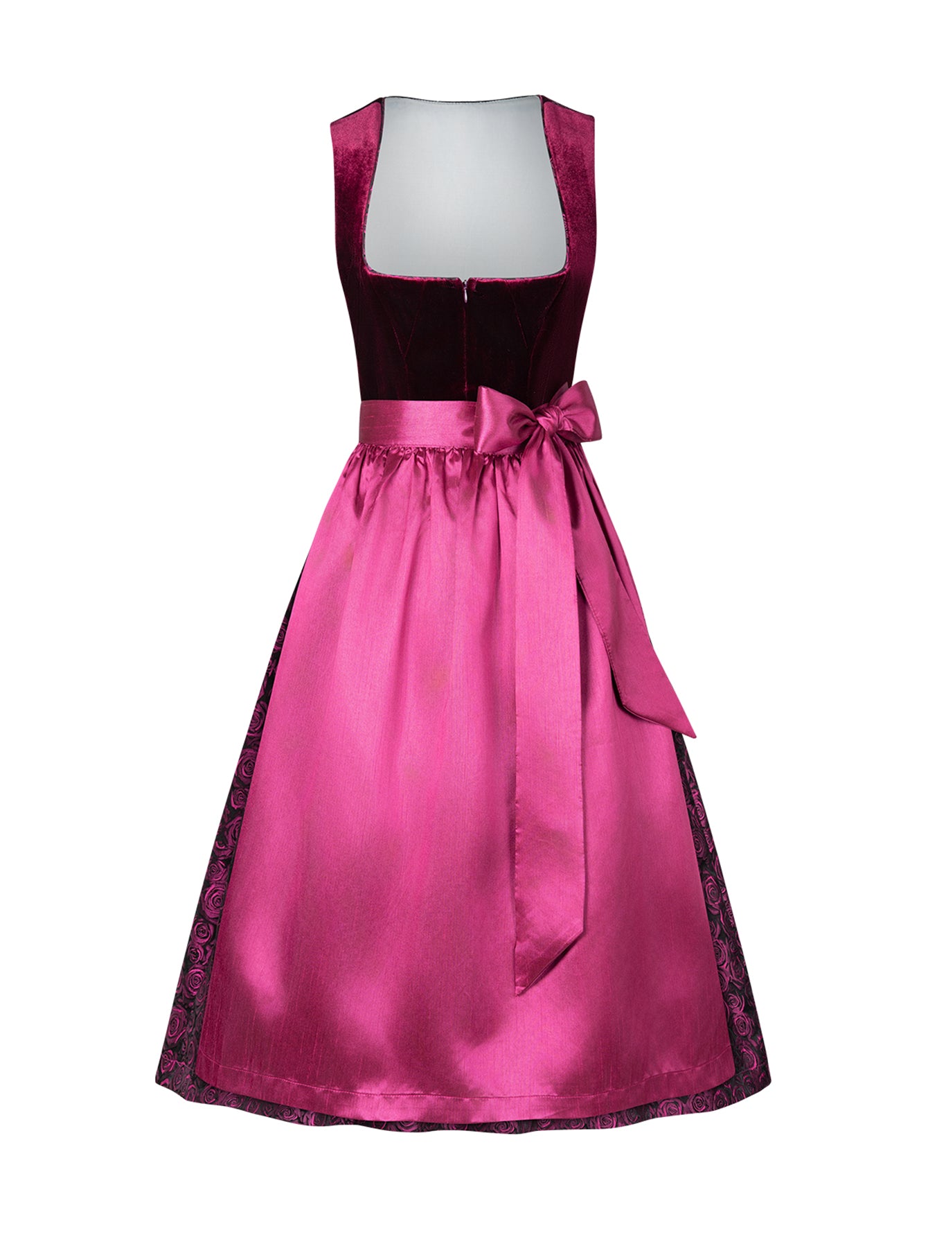 Dirndl Damen Rosa 60cm Gerader Ausschnitt Kleid