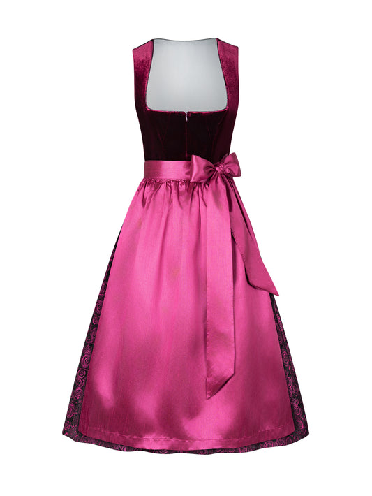 Dirndl Damen Rosa 60cm Gerader Ausschnitt Kleid