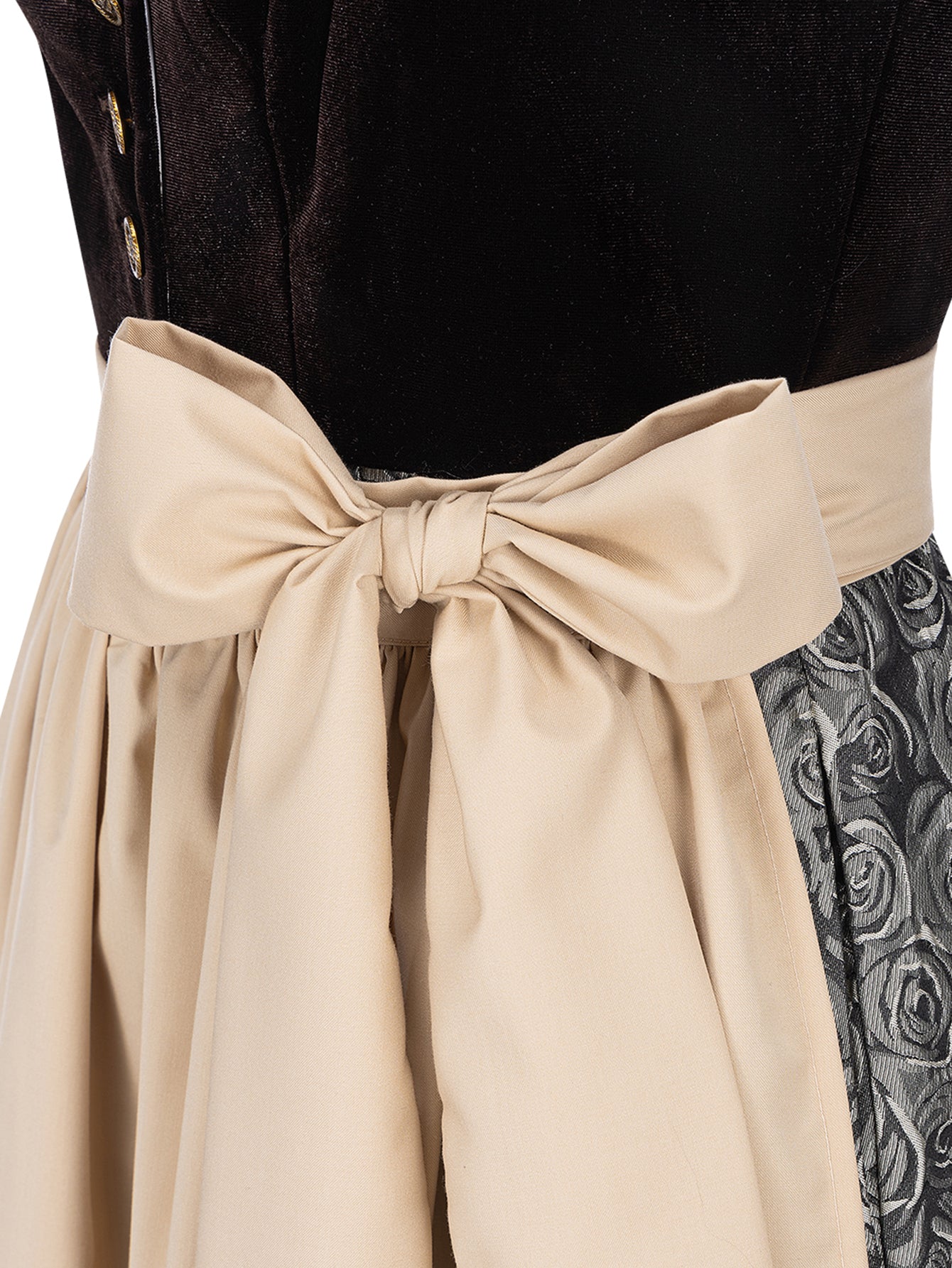 Dirndl Damen Braun 60cm Gerader Ausschnitt Kleid