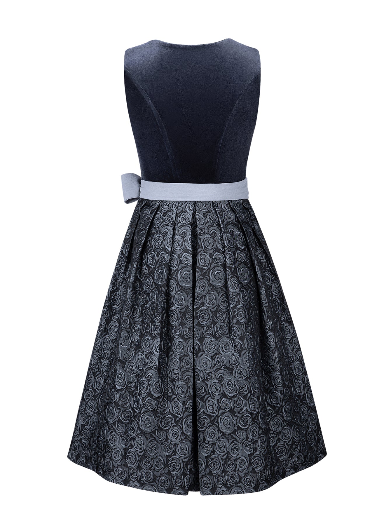 Dirndl Damen Blau 70cm Gerader Ausschnitt Kleid