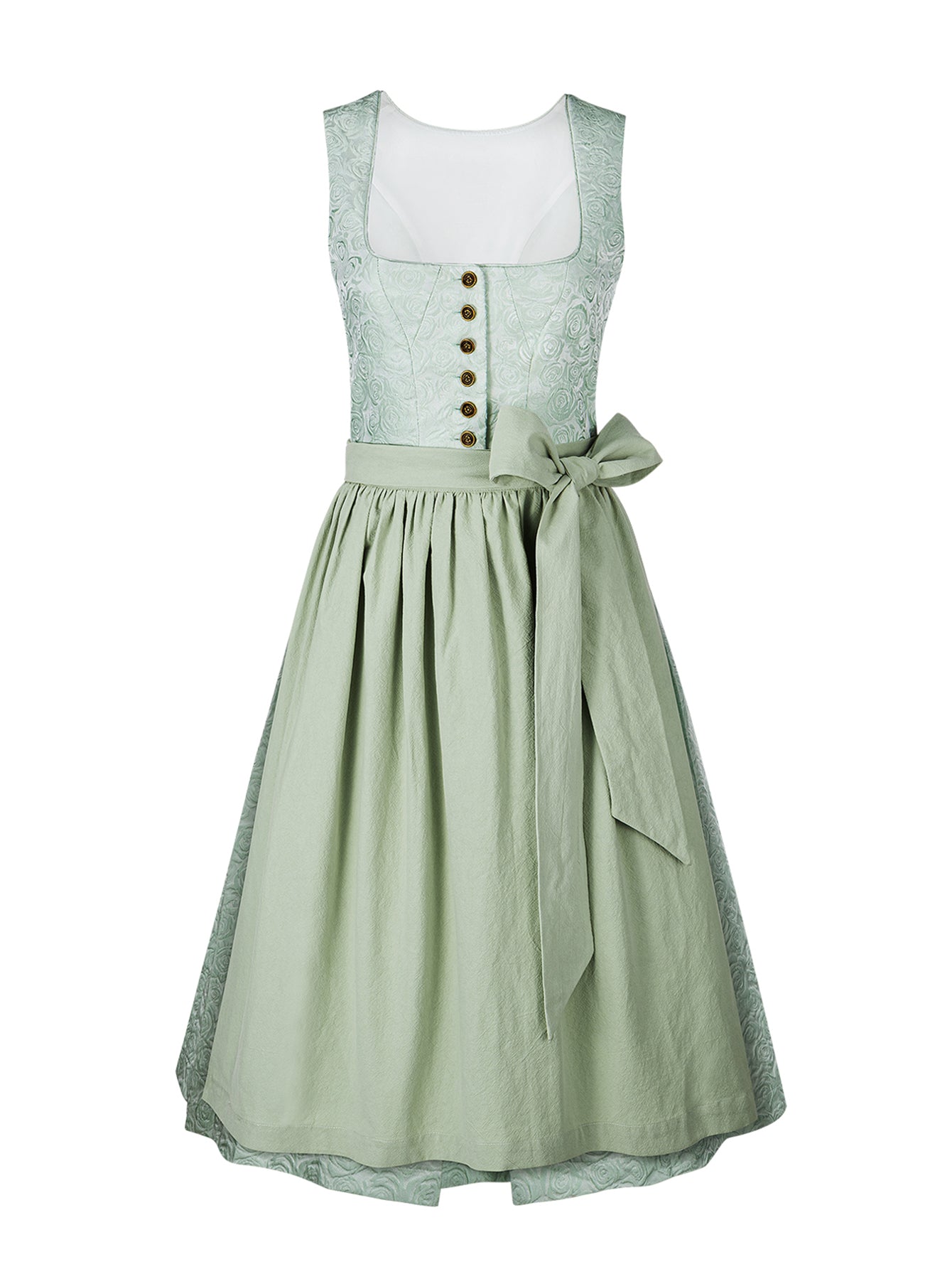 Dirndl Damen Grün 70cm Gerader Ausschnitt Kleid