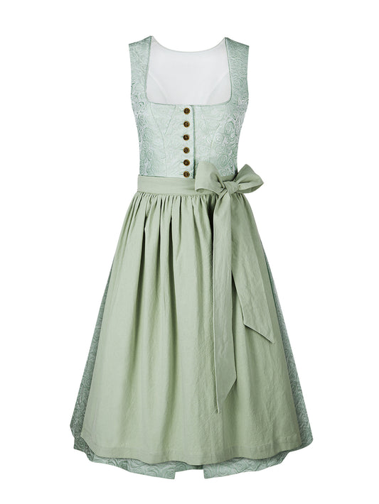 Dirndl Damen Grün 70cm Gerader Ausschnitt Kleid