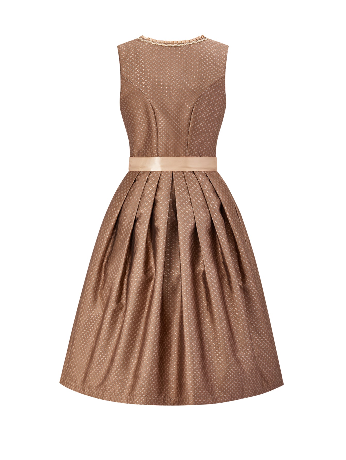 Dirndl Damen Braun 60cm Gerader Ausschnitt Kleid