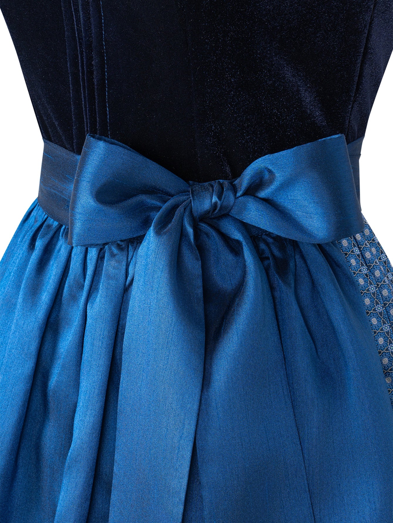 Dirndl Damen Blau 70cm Gerader Ausschnitt Kleid