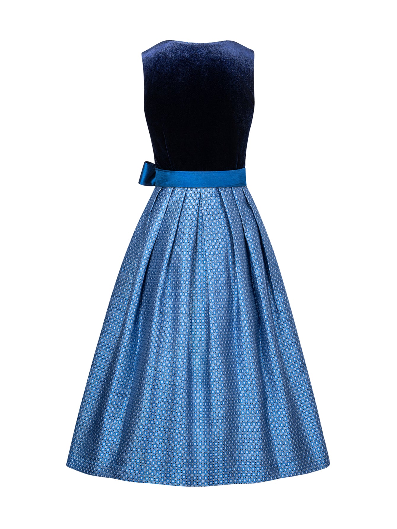 Dirndl Damen Blau 70cm Gerader Ausschnitt Kleid