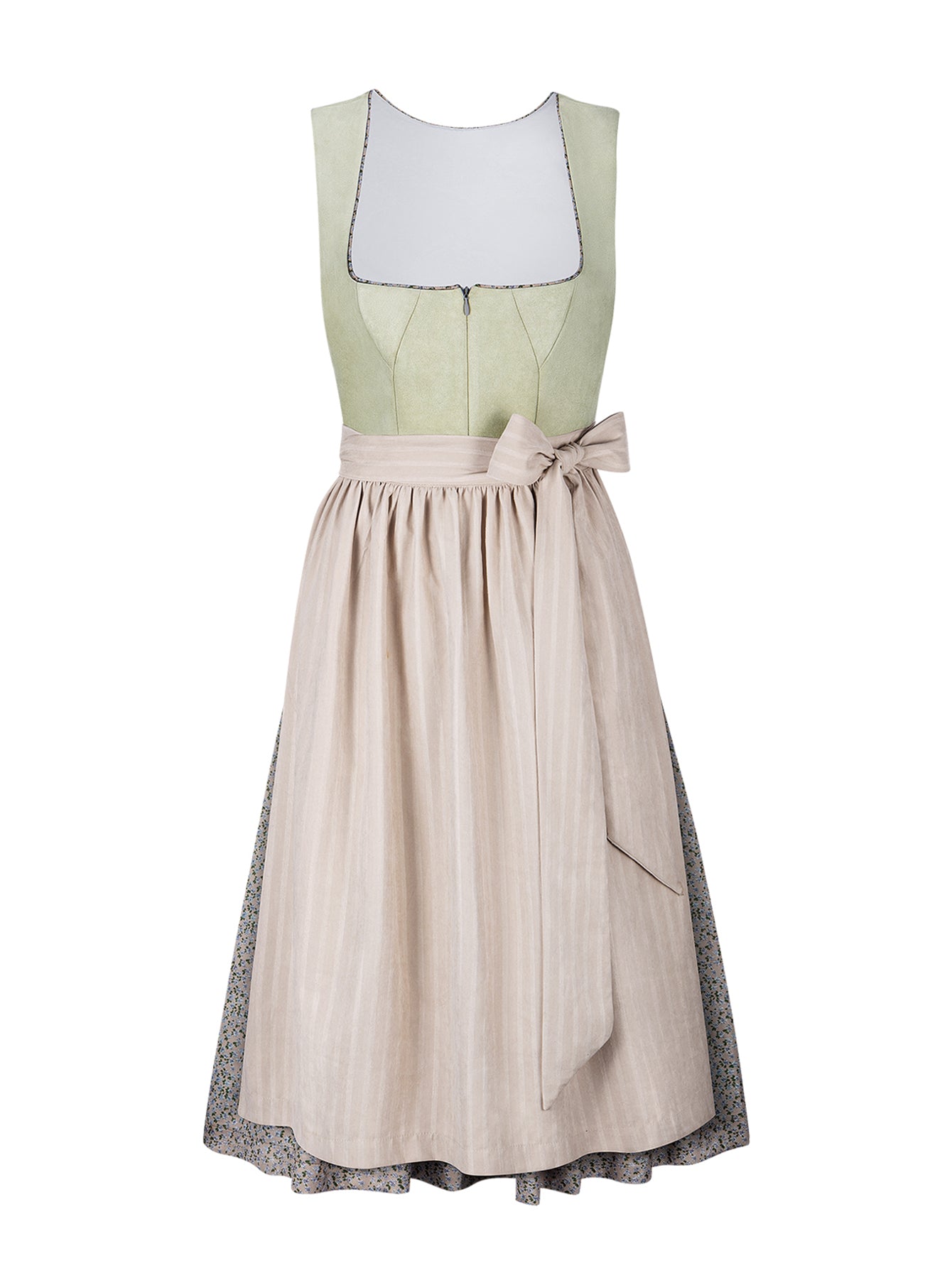 Dirndl Damen Grün 70cm Gerader Ausschnitt Kleid