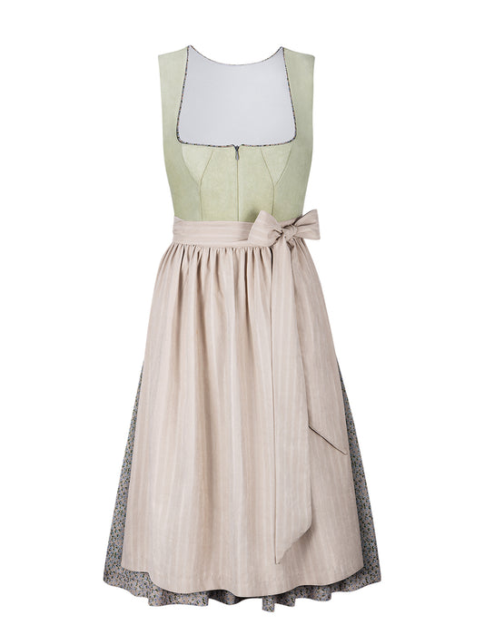 Dirndl Damen Grün 70cm Gerader Ausschnitt Kleid