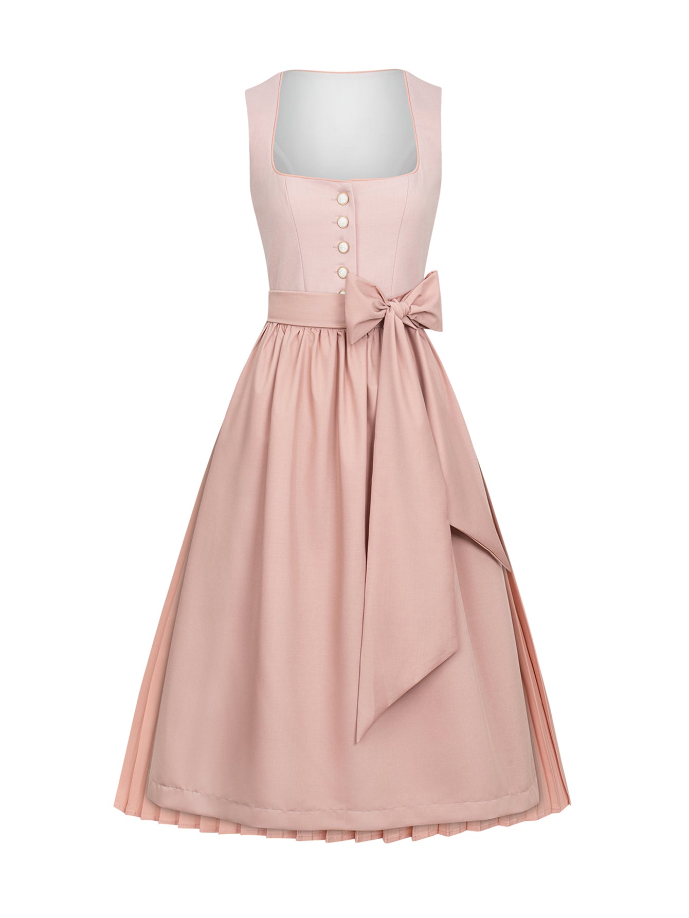 Dirndl Damen Rosa 70cm Gerader Ausschnitt Kleid