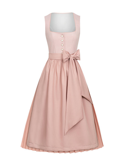 Dirndl Damen Rosa 70cm Gerader Ausschnitt Kleid