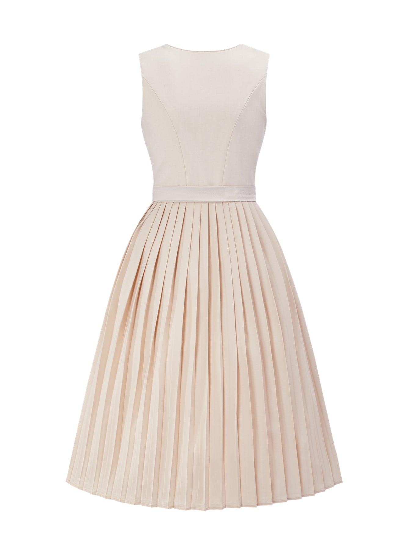 Dirndl Damen Beige 70cm Gerader Ausschnitt Kleid