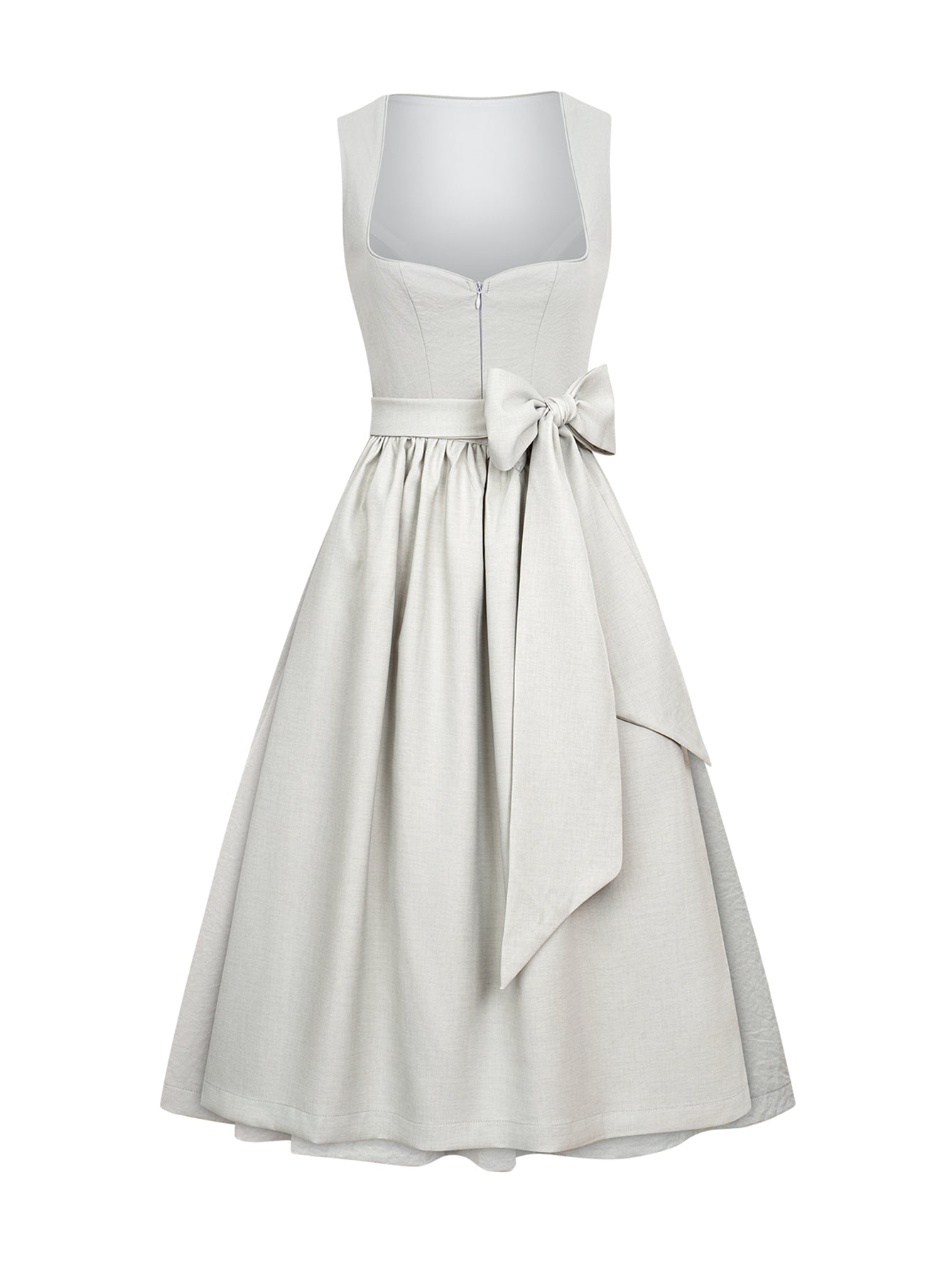 Dirndl Damen Grau 70cm Herz-Ausschnitt Kleid