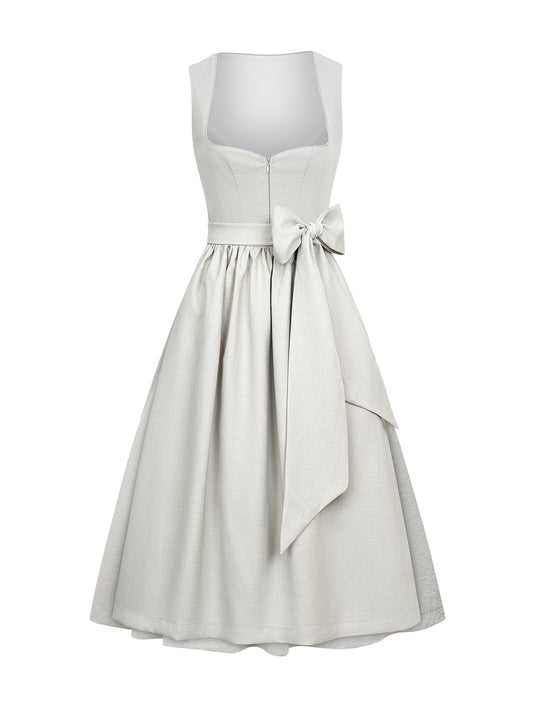 Dirndl Damen Grau 70cm Herz-Ausschnitt Kleid