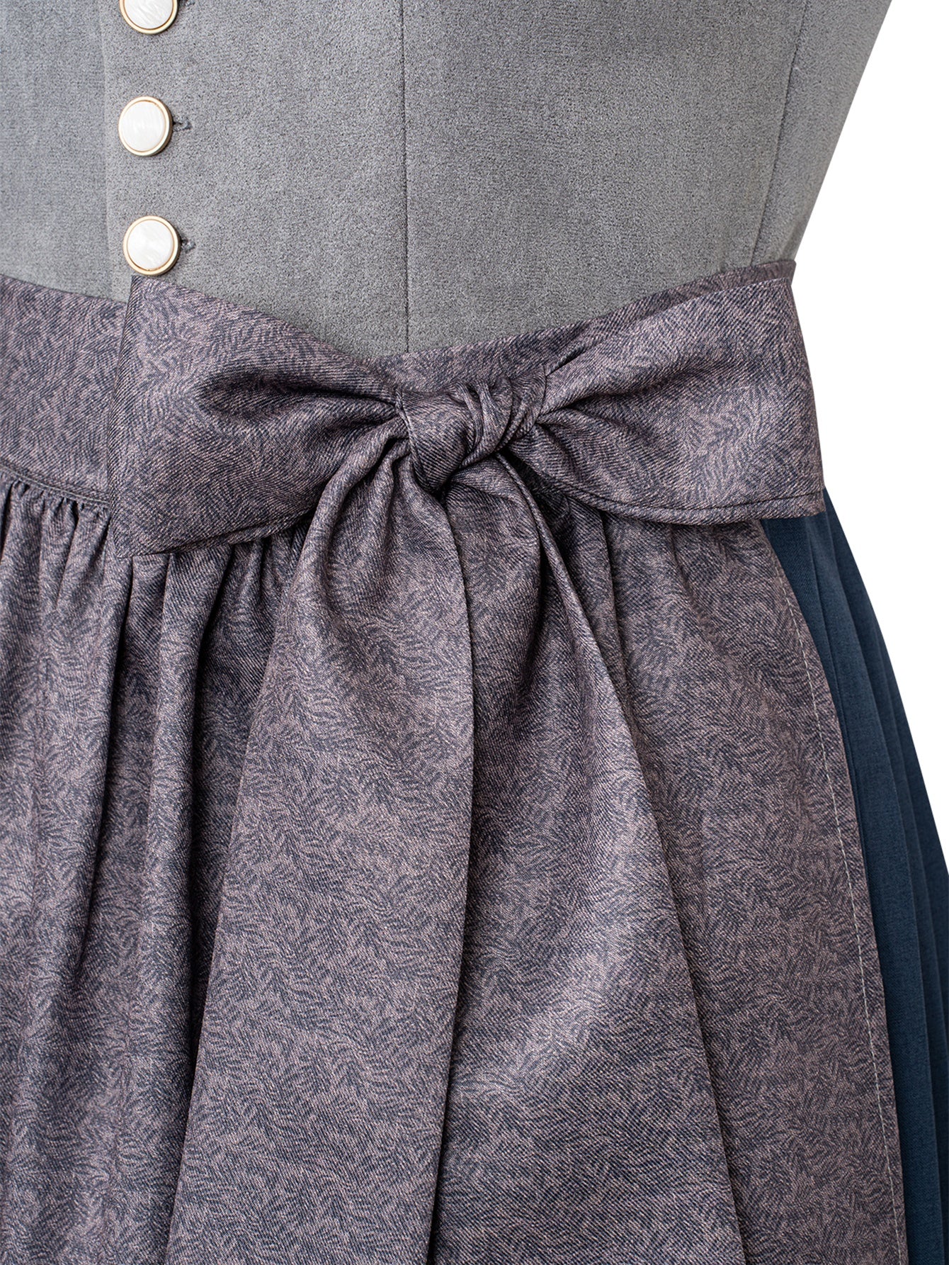 Dirndl Damen Grau 70cm Gerader Ausschnitt Kleid