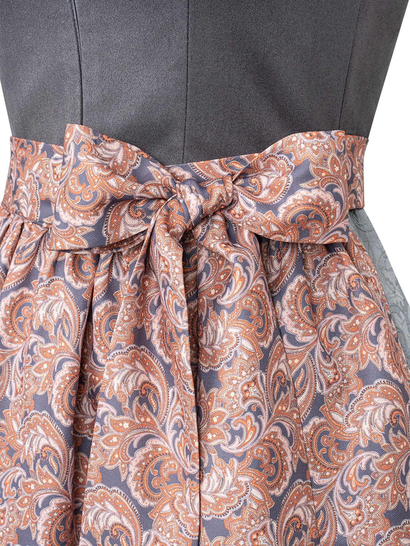 Dirndl Damen Grau 70cm Gerader Ausschnitt Kleid