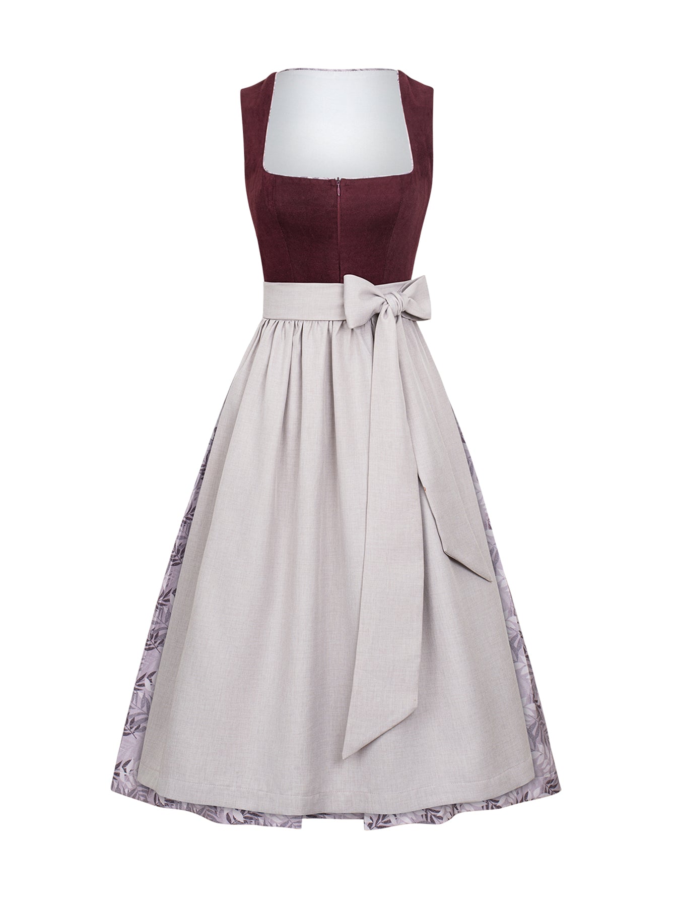 Dirndl Damen Lila 70cm Gerader Ausschnitt Kleid