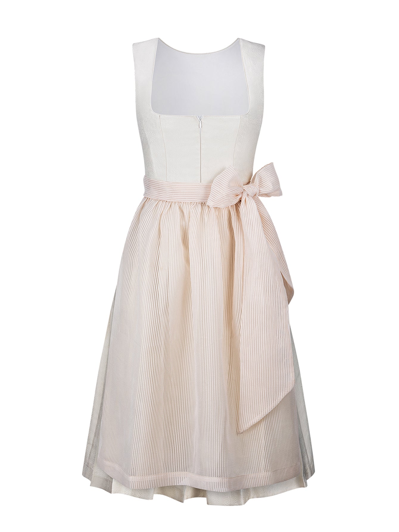 Dirndl Damen Beige 70cm Gerader Ausschnitt Kleid