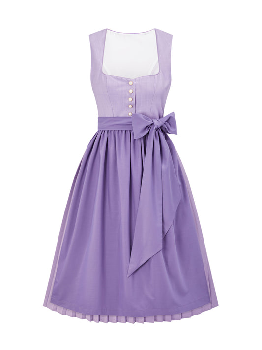 Dirndl Damen Lila 70cm Gerader Ausschnitt Kleid