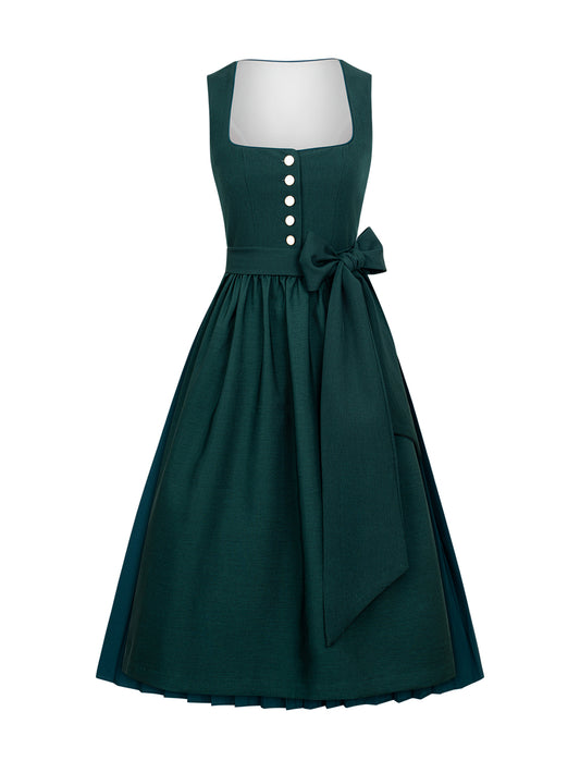 Dirndl Damen Grün 70cm Gerader Ausschnitt Kleid
