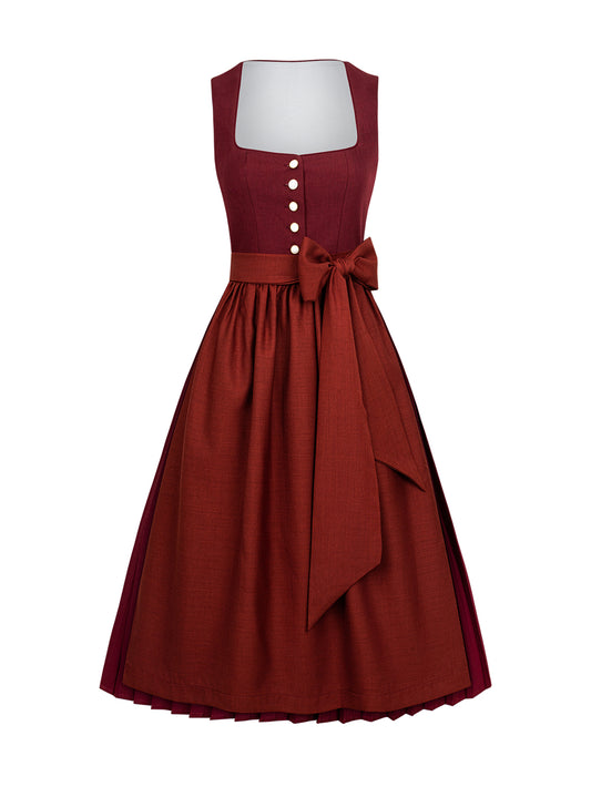 Dirndl Damen Rot 70cm Gerader Ausschnitt Kleid