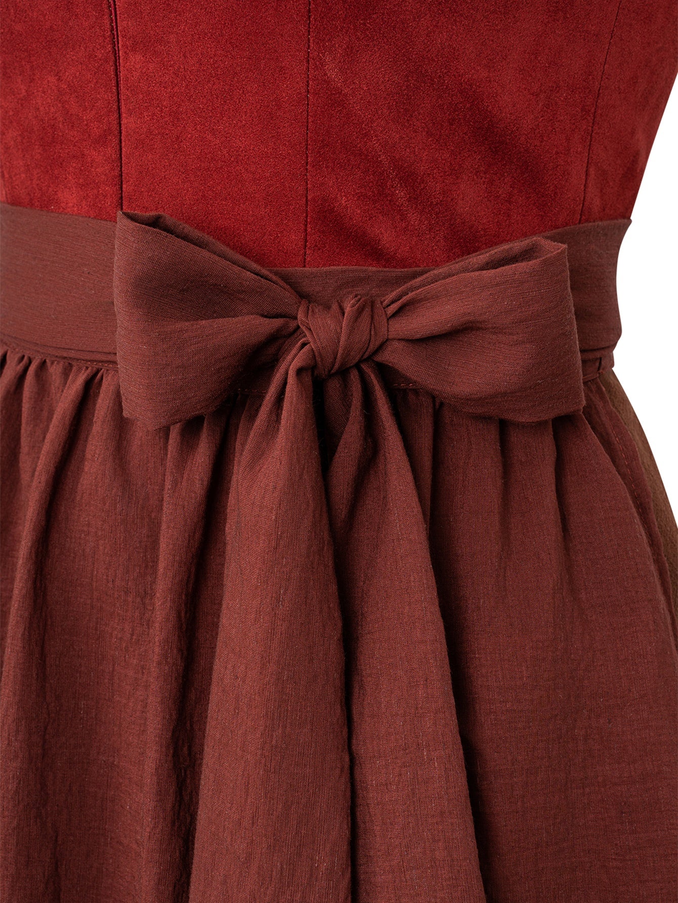 Dirndl Damen Rot 70cm Gerader Ausschnitt Kleid