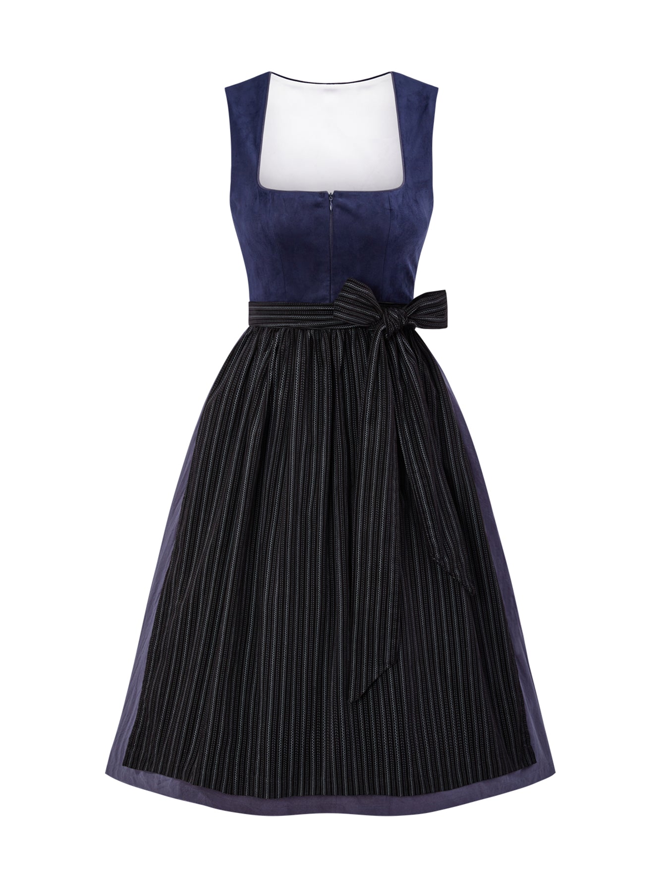 Dirndl Damen Blau 70cm Gerader Ausschnitt Kleid