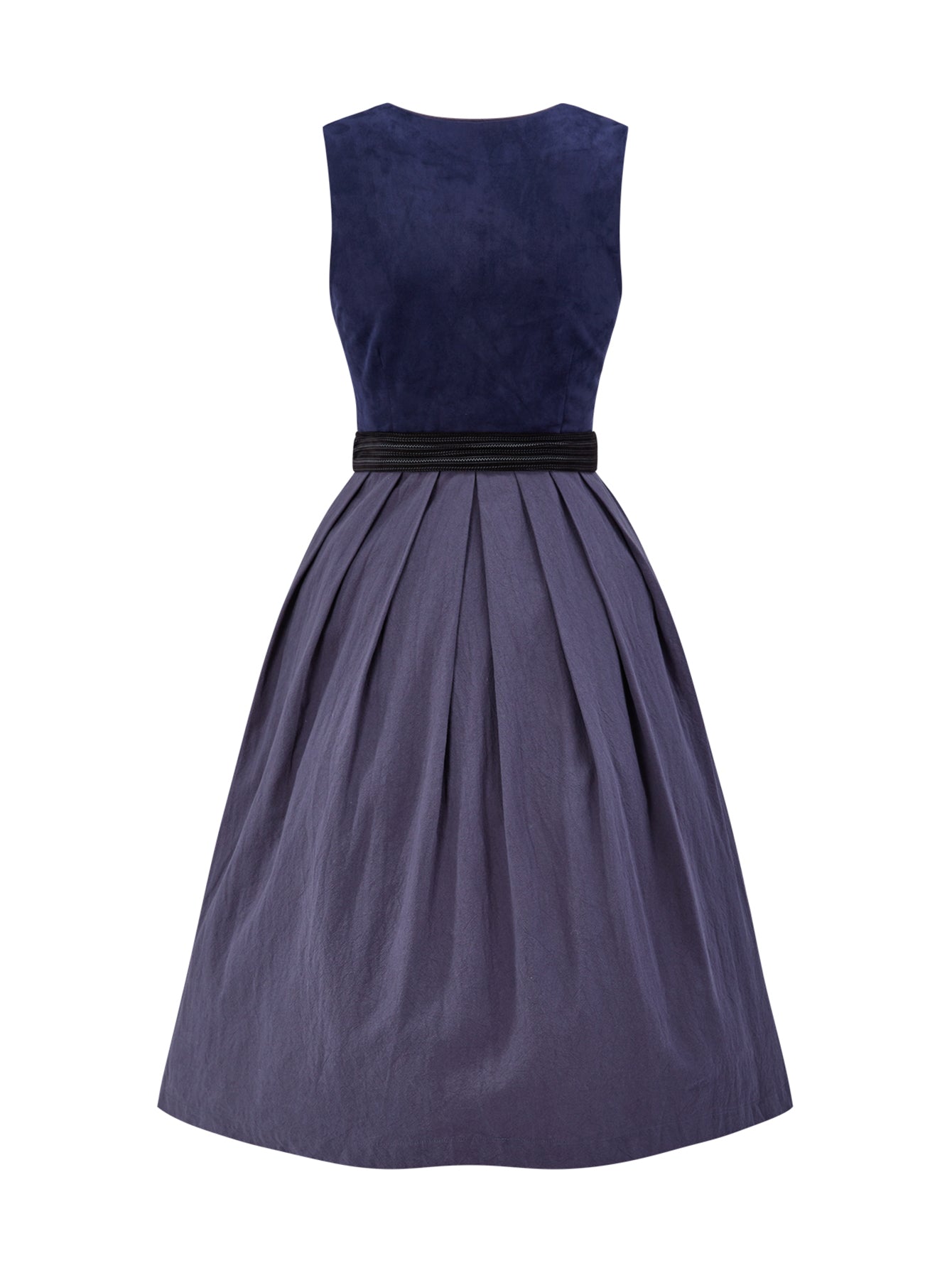 Dirndl Damen Blau 70cm Gerader Ausschnitt Kleid