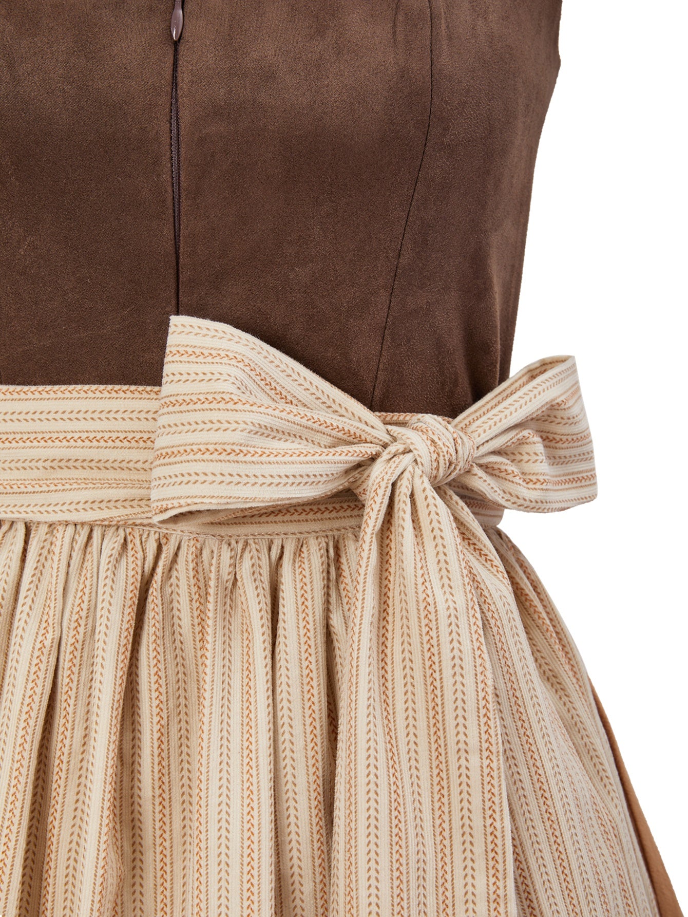 Dirndl Damen Braun 70cm Gerader Ausschnitt Kleid