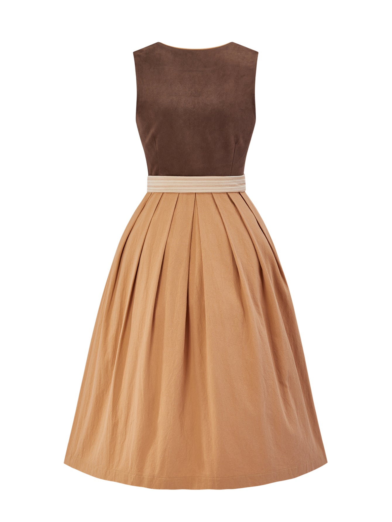 Dirndl Damen Braun 70cm Gerader Ausschnitt Kleid