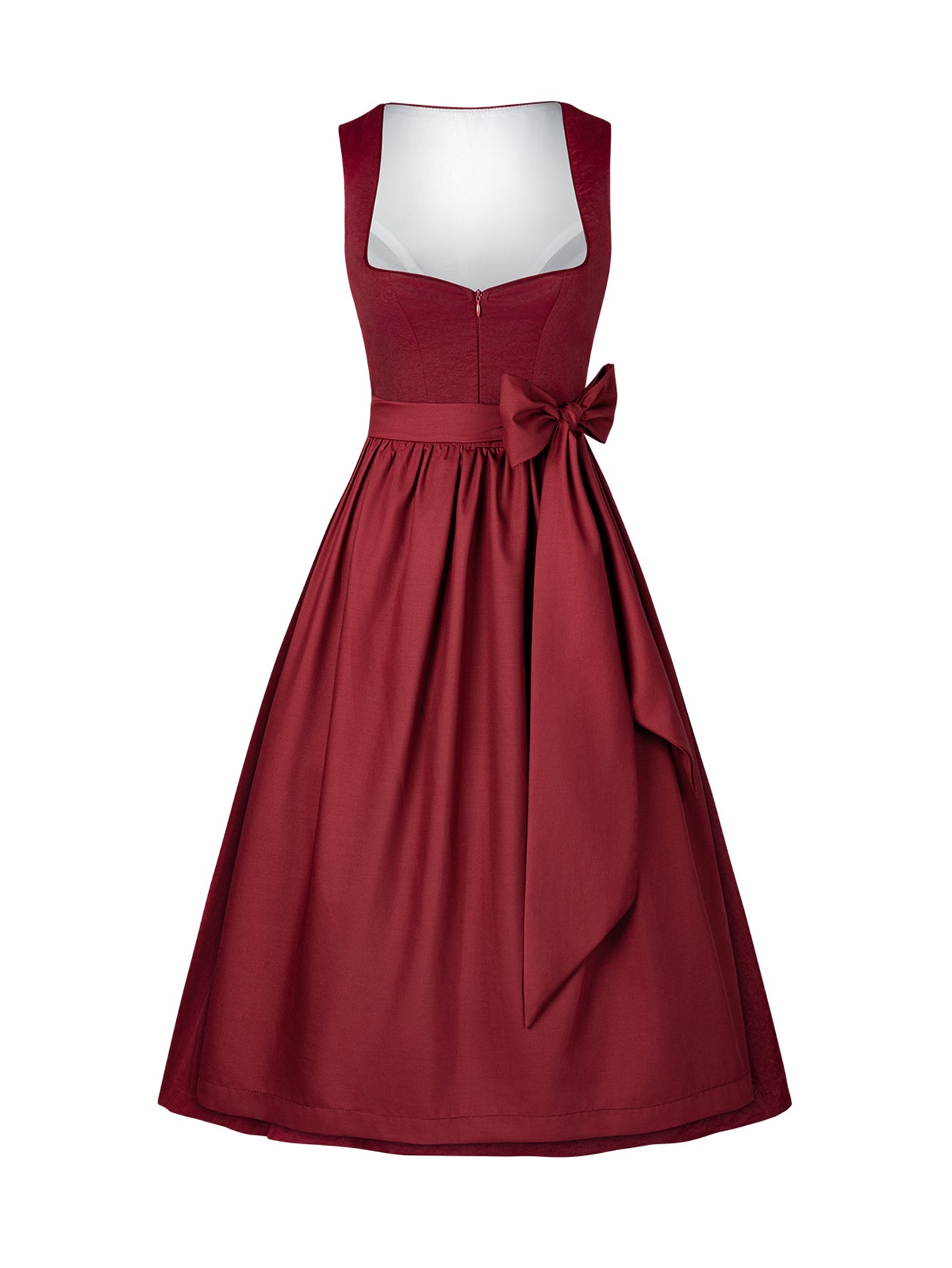 Dirndl Damen Rot 70cm Herz-Ausschnitt Kleid