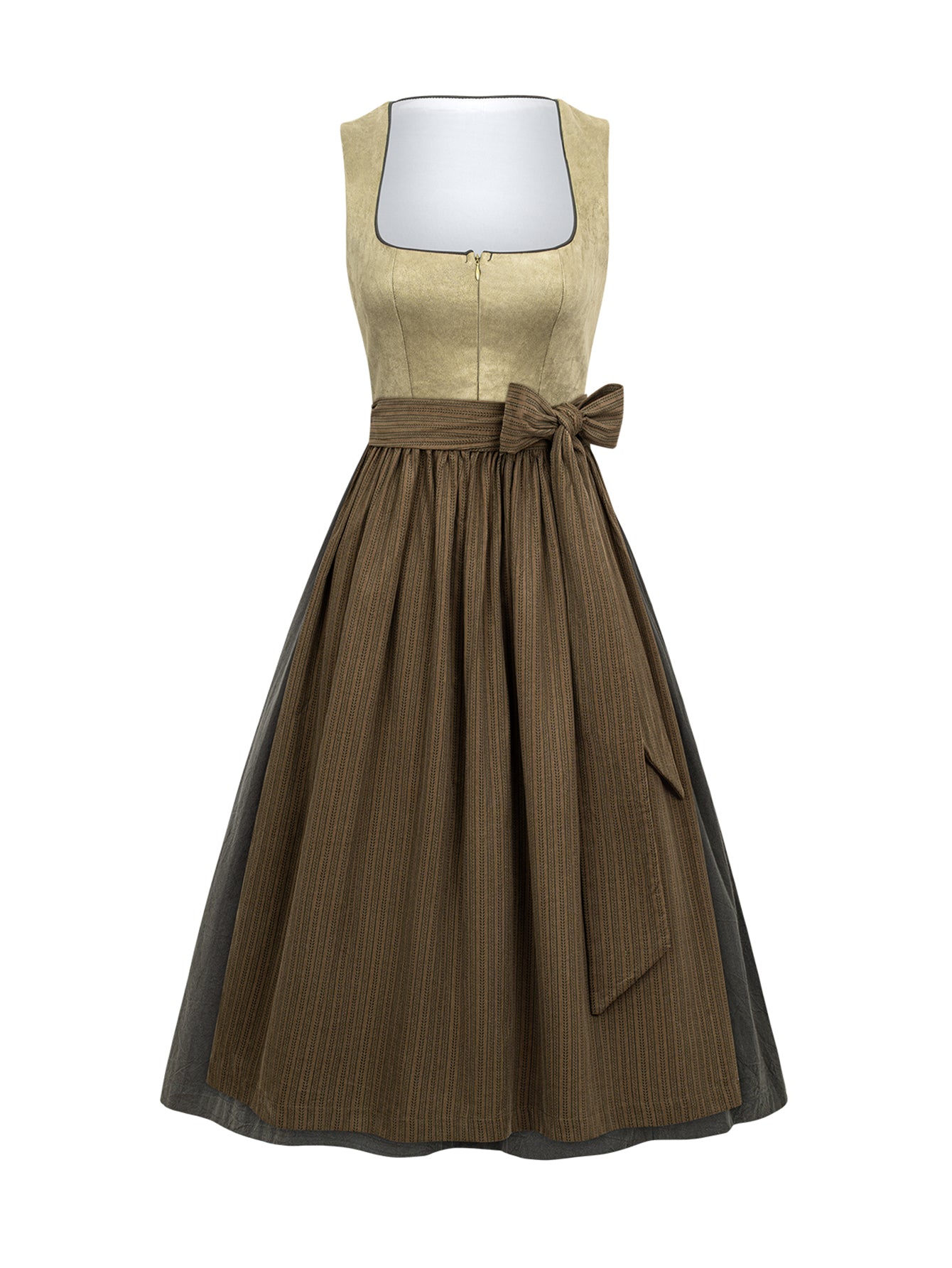 Dirndl Damen Grün 70cm Gerader Ausschnitt Kleid