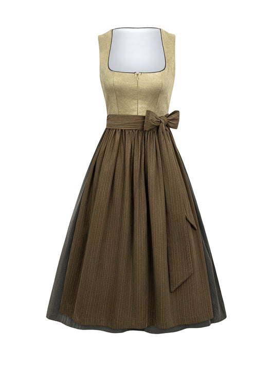 Dirndl Damen Grün 70cm Gerader Ausschnitt Kleid